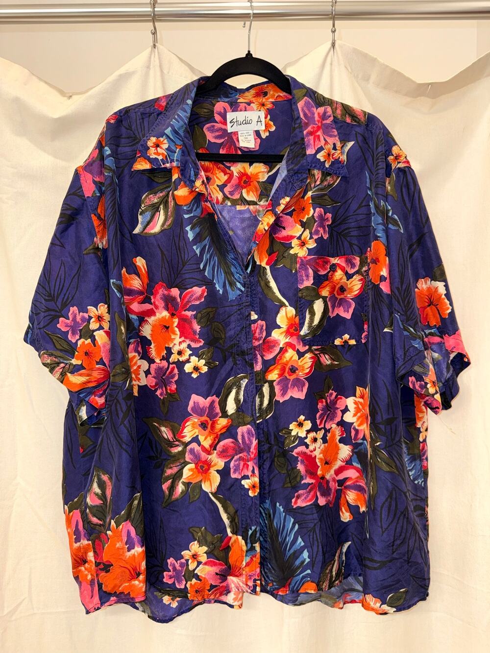 Studio A Silk Floral Button Down